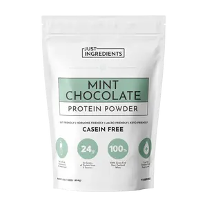 Just Ingredients Mint Chocolate Protein Powder – 15 Serving Bag – Grass-Fed Whey & Plant Protein Blend with Real Cocoa & Peppermint –Sweetened, Non-GMO, Gluten-Free, No Artificial Flavors