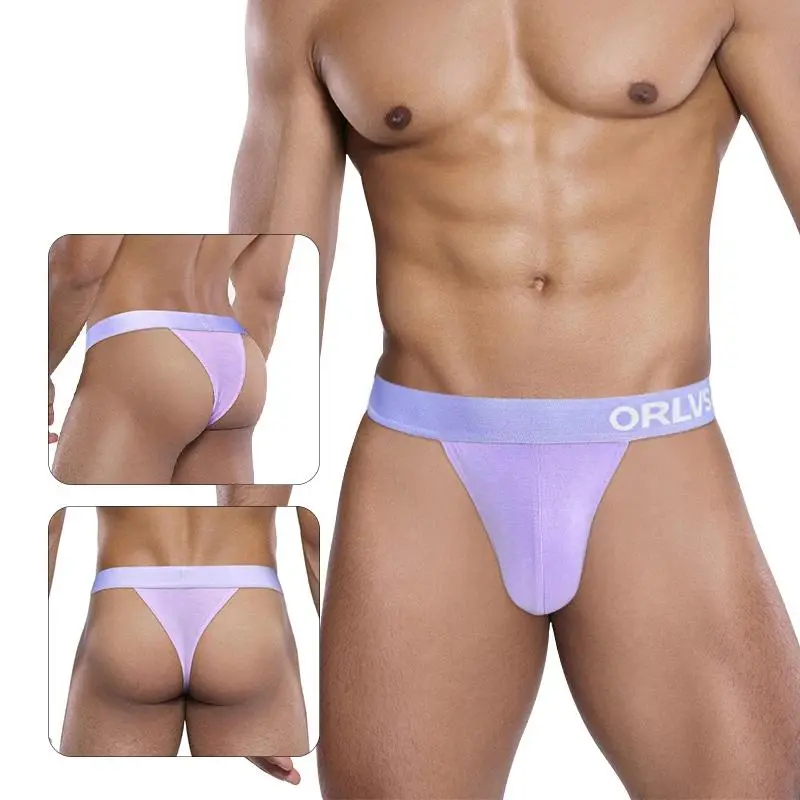 ORLVS Sissy Thong Men Gay Jockstrap Modal Sexy Bikini Underwear Breathable Men Lingerie Underpants G Strings Cueca Men's Thongs