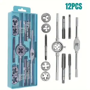 12-Pcs Master Tap and Die Set - Include SAE Inch Size M6 to M12, Coarse and Fine Threads | Essential Threading Rethreading Tool Kit with Complete Accessories and Storage Case Black friday Halloween