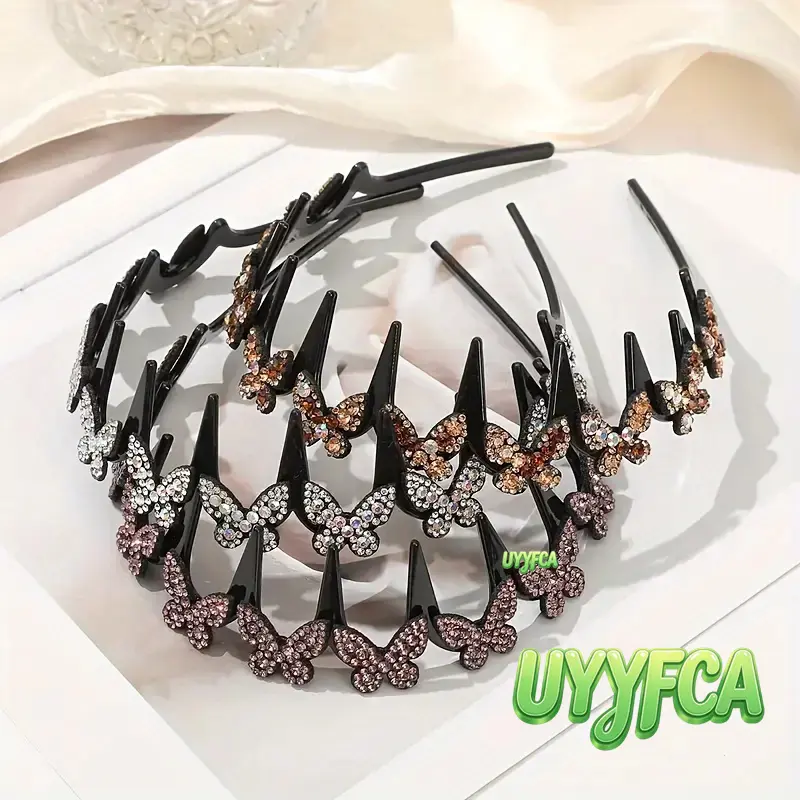 Women's 4pcs Cute Rhinestone Flower Teeth Headband, Elegant Non-Slip Hairband with Bendable Durable Plastic, Comfortable Hair Accessory for All Seasons, Daily and Formal Wear beach outfits summervibes, Non Slip Hairbands, Female, Floral, Teeth Shape, Head