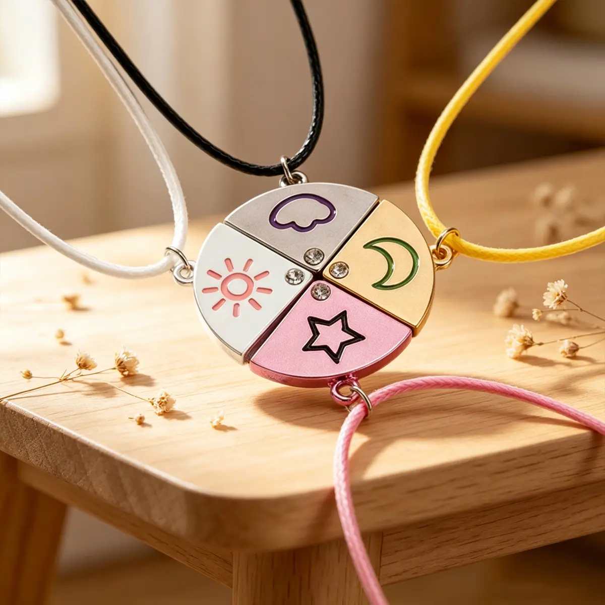3/4 Pcs Magnetic Girls Necklace & KeyChain , Magnetic  Friendship Necklace BFF , Best Friend Necklaces for Girls, Matching Pendant BFF Necklace for 2 Sister, Magnetic Split Heart Necklaces for Women Set
