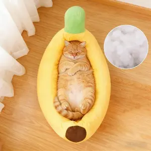 Cozy Banana-Shaped Cat Bed, Kitten Bed, Creative Bananafied Pet Mattress, Shaped Beds, Durable Polyester Fiber Resting Area, Soft Indoor Cat House, Puppy Bed