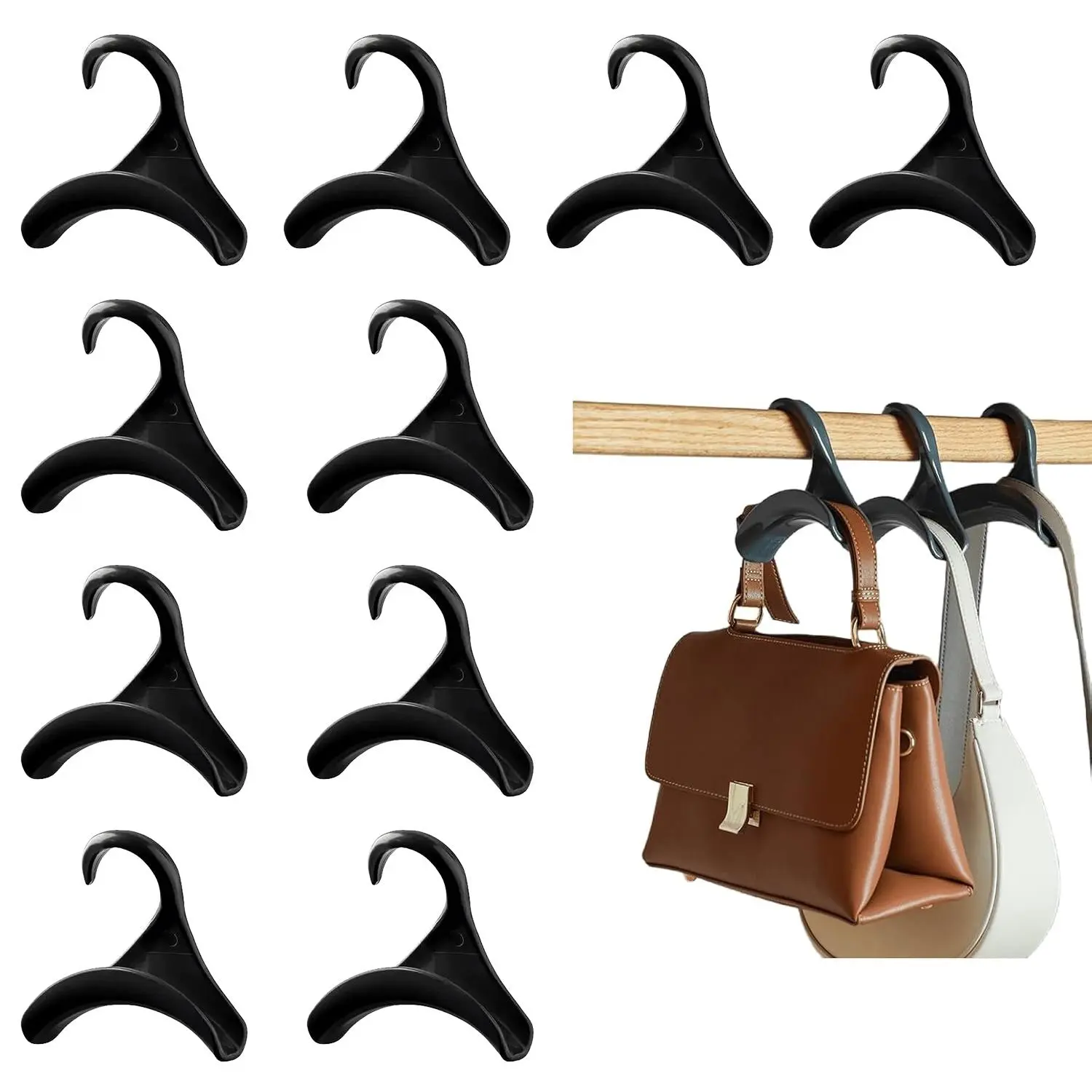 Bag Handbag Hanger Rack, 10pcs Bag Handbag Hanger Hook, Backpack Satchel Purse Plastic Hook Holder, Home Organizer for Wardrobe Closet, Purse Hooks, Bags Holder