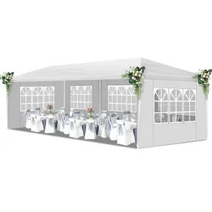 3x9m Large Outdoor Party Tent - 5-Sided PE Cloth Pergola, Outdoor Shade Canopy, Strong Spiral Pipe Connection, Shade Protection for Weddings