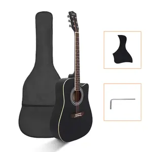 41-Inch Dreadnought Acoustic Folk Guitar Kit, GT502 with Notch Spruce Panel and Matte Edging, Shield Wrench, Black Bag, Ideal for Beginners, Acoustic Guitar for Festival or Birthday Musical Gifts