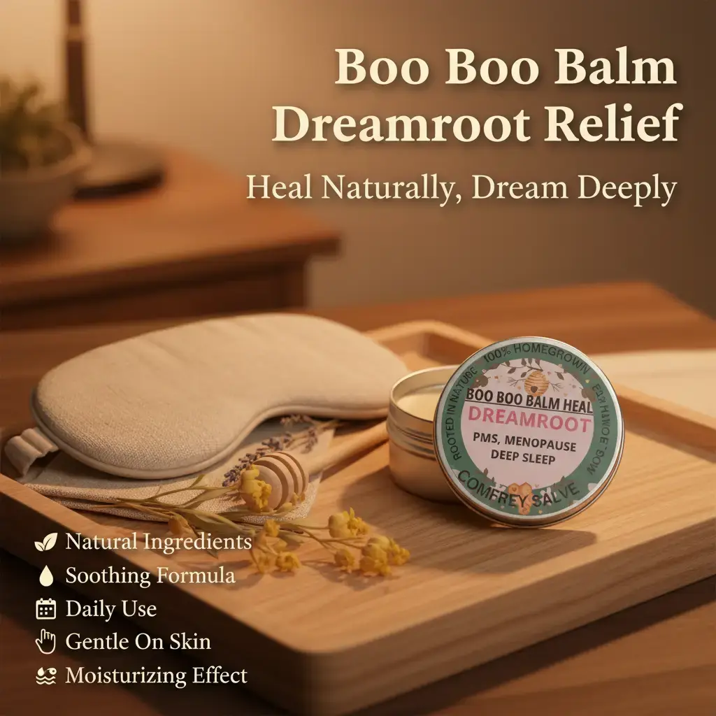 BOO BOO BALM HEAL DREAMROOT - 1 Piece Aromatherapy Essential Oil Healing Balm with Raw Honey & Valerian Root, Calms Nerve Pain, Supports Relaxation & Healthcare, Adults' Alternative Treatment Body Care Product