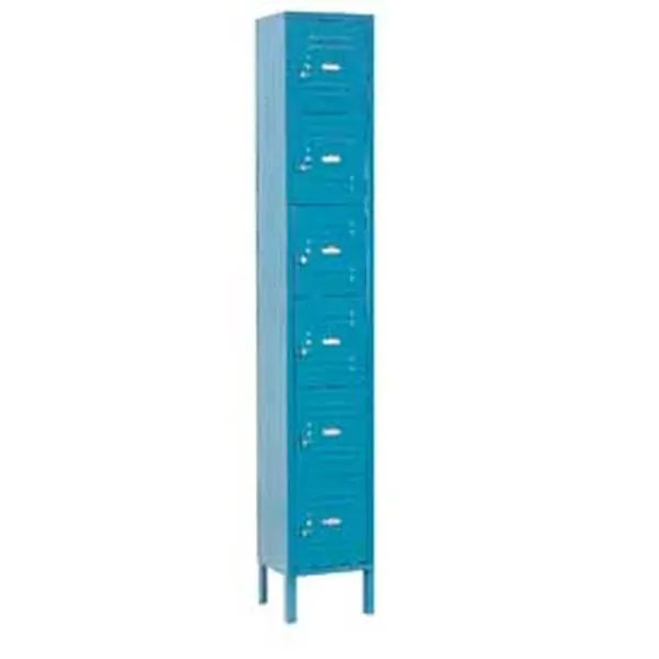 Global Industrial 652056BL 12 x 15 x 12 in. Six Tier Global Locker with 6 Door Ready to Assemble, Blue