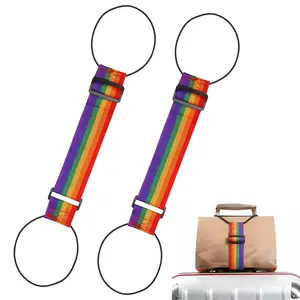 2pack Multi Use Strong Adjustable Luggage Connector Straps For Suitcases Rainbow Travel Straps Secure Organize Anti Theft Straps, Add a Bag Luggage Connector Straps, Easy to Travel