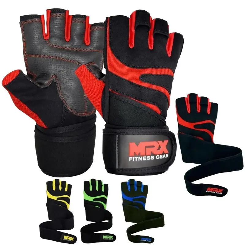 MRX BOXING & FITNESS Adult Sturdy Adjustable Amara Leather Weightlifting Gloves - All Seasons Comfortable Durable Training Gear with Wrist Wrap Support, Reinforced Palm, Hook-Loop Closure for Bodybuilding