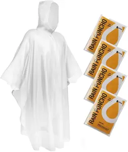 Disposable Rain Ponchos - 4 Pack Clear Hooded Ponchos for Adults - Durable 0.035mm PE Plastic - Compact & Portable - Ideal for Camping & Emergency Kits