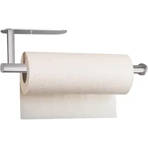 Paper Towel Holder Under Cabinet - Wall Mount Paper Towel Holder Self Adhensive Easy  Bathroom Paper Towel Holder Wall Mounted Horizontal or Vertical SUS304 Stainless Steel ()