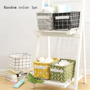 Random Color Storage Basket, Closet Organizer Box, Cotton Linen Storage Bin, Desktop Storage Container, Large Dirty Clothes Hamper