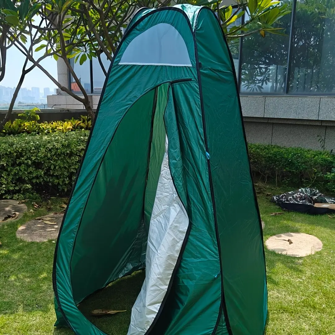 Foldable Privacy Tent for Camping Showers, Featuring a Zipper And Storage Bag, Designed to Be Windproof And Provide Sunshade. Ideal for Outdoor Activities Like Camping, Beach Outings, Ice Fishing, And As a Changing Room. Available in Green, Blue