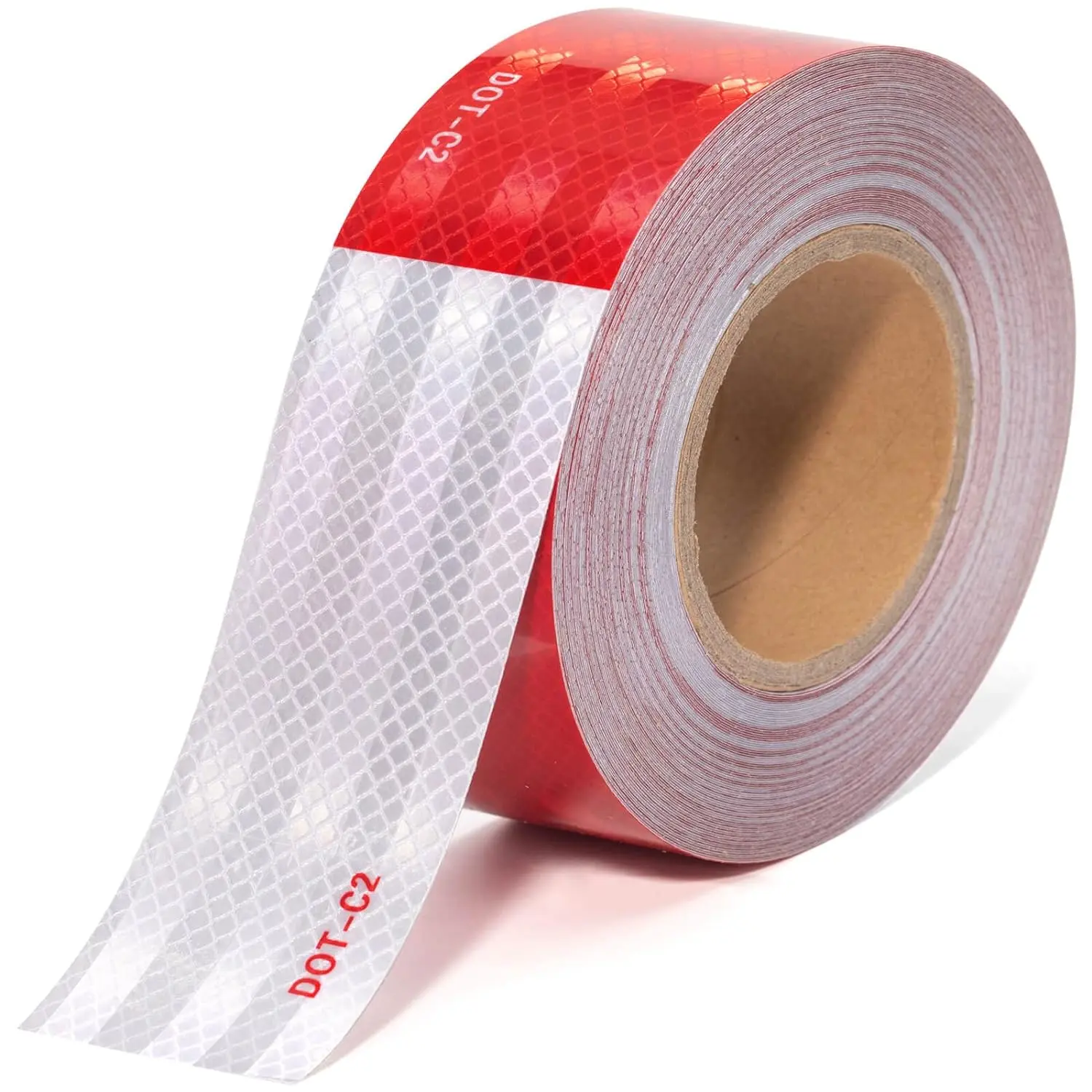 B BRAZIFY DOT-C2 High-Reflective Safety Tape (2" x 100', Red & White) - Adhesive, Waterproof Decal, Reflective Sticker, Truck Accessory for Driveway, Vehicle Work Safety Use
