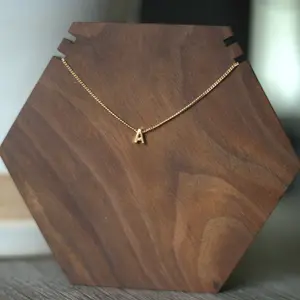 14K Gold Plated Initial Letter Charm 16 Inch Curb Chain Necklace