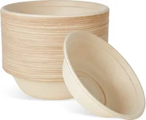 Ecolipak 32 OZ Large Compostable Disposable Paper Bowls, 70 Pack Biodegradable Bagasse Eco-Friendly Sugarcane Soup Bowls for Salad Wheat Flakes(Nature) ECOLipak