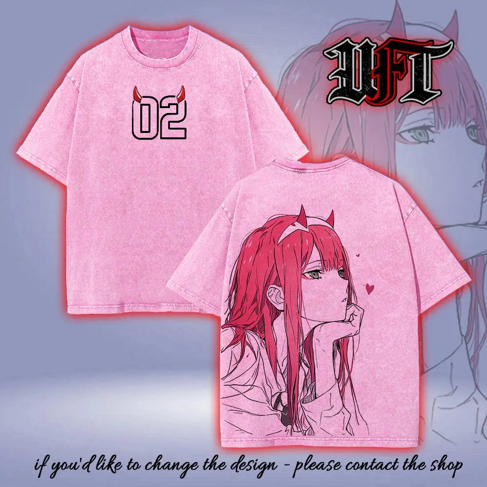 Zero two 2 Darling in the franxx Zero Two DarliFra v2 female character waifu art game anime manga movie 2 sided tshirt graphic tees menswear