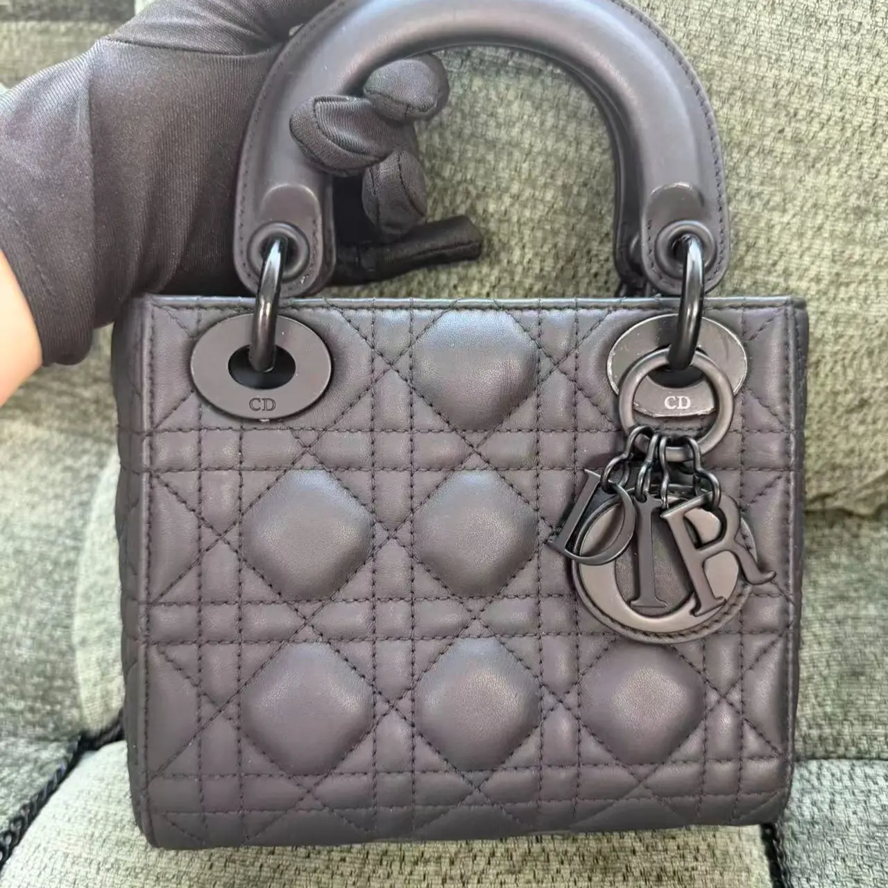 Pre-owned Dior matte black Lady Dior