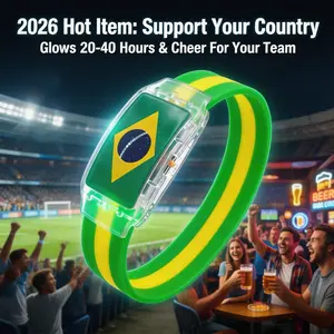 2026 LED Glow Silicone Wristband National Flag Luminous Bracelet Sports Event Cheer Bracelet