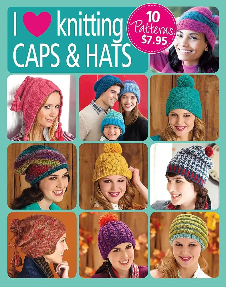 Knitting Caps & Hats Craft Book - Soft Cover, Soho Publishing, 10 Patterns, 16 Pages, Detailed Instructions for Hobbyists, Lifestyle & Hobbies, Easy Projects, Homemade Cap or Hat (Crafts & DIY Category)