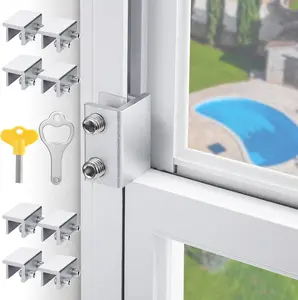 Sliding Window Locks,Window Locks for Horizontal Sliding Windows,Window Security Lock with Key,Adjustable Aluminum Easv to Install Window Stopper,Window Locks for Up and Down Windows (8 Sets )