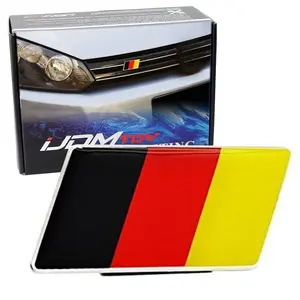 iJDMTOY Set of Germany Flag Emblem Grille Badge, For European Car Front Grill/Bumper Decoration