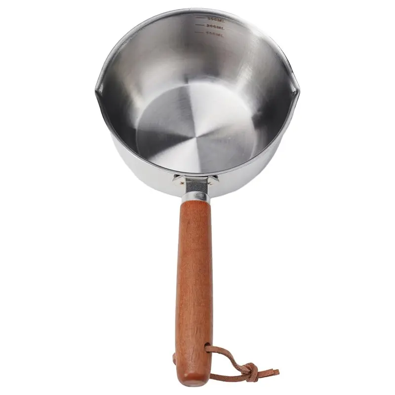 Premium Mini Stainless Steel Saucepan - Solid Wood Handle, Induction & Stove Compatible, Lightweight Compact Milk Heater & Oil Melting Pot, Stylish Small Cookware for Minimalist Kitchens