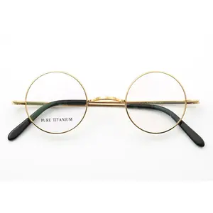 Pure Titanium 42mm Round Reading Glasses Brand Eyeglass Frames Aceient Spectacles