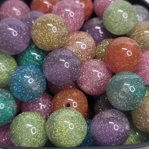 16mm Galaxy Glitter Resin Beads: Cosmic Sparkle Jewelry Making