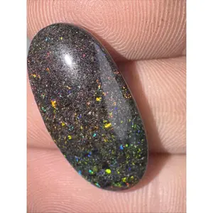 10ct Australian Andamooka Black Matrix Rainbow Opal Gemstone Cabochon 22x12mm