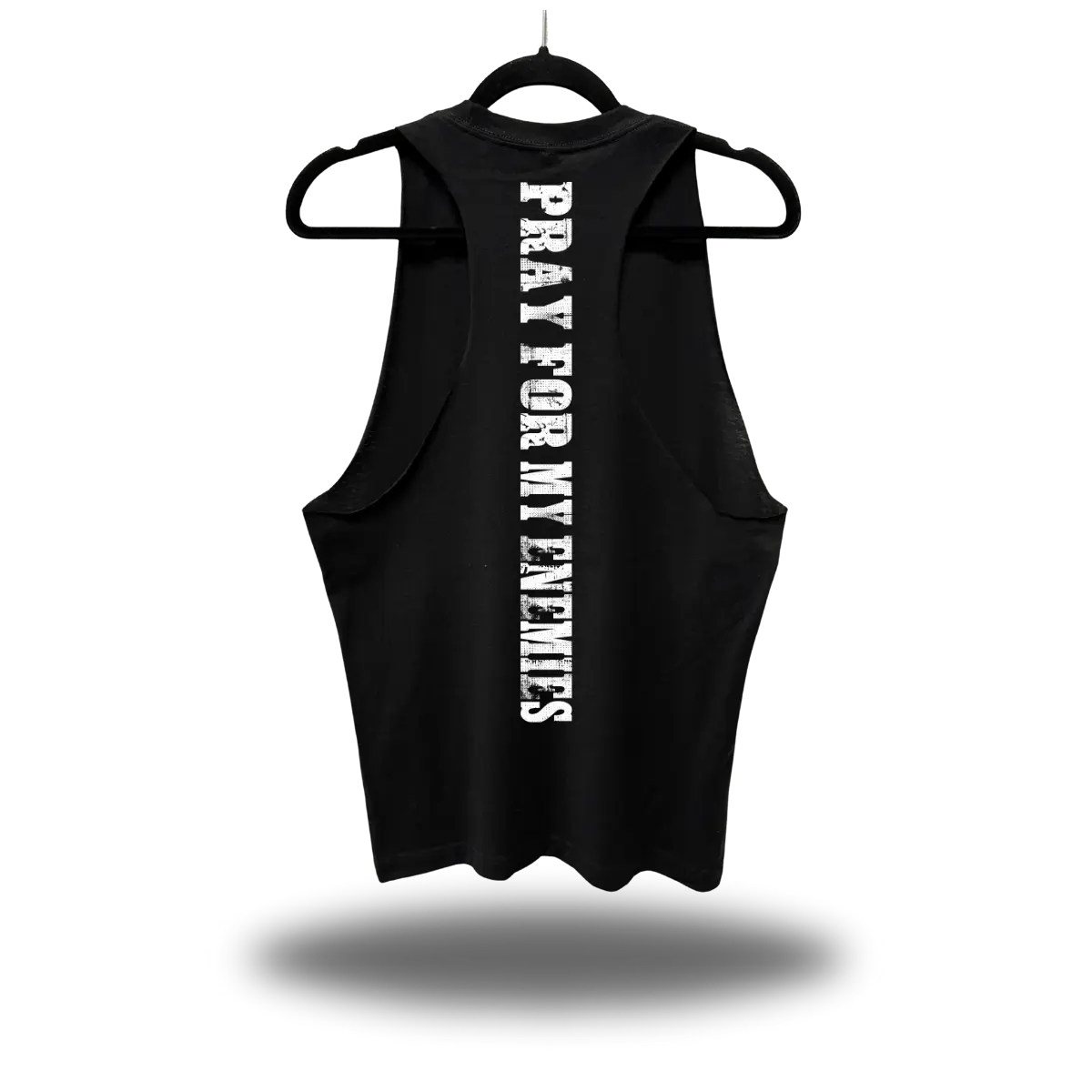 TheDriveClothing Pray Stringer Tank Top – Black Y2K Streetwear Crop Tank, White Graphic Unisex Biker Fitness Top, Gym Outfits, Festival Fashion, Casual Summer Layered Streetwear Tee
