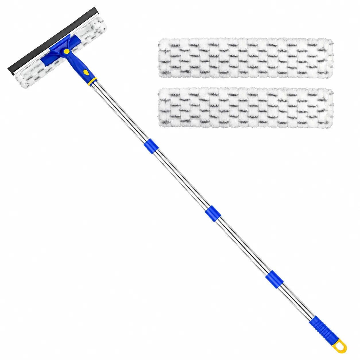 ITTAHO 2-in-1 Window Squeegee and Microfiber Scrubber with Swivel Head and Long Handle for Windows and Shower Glass familyfun