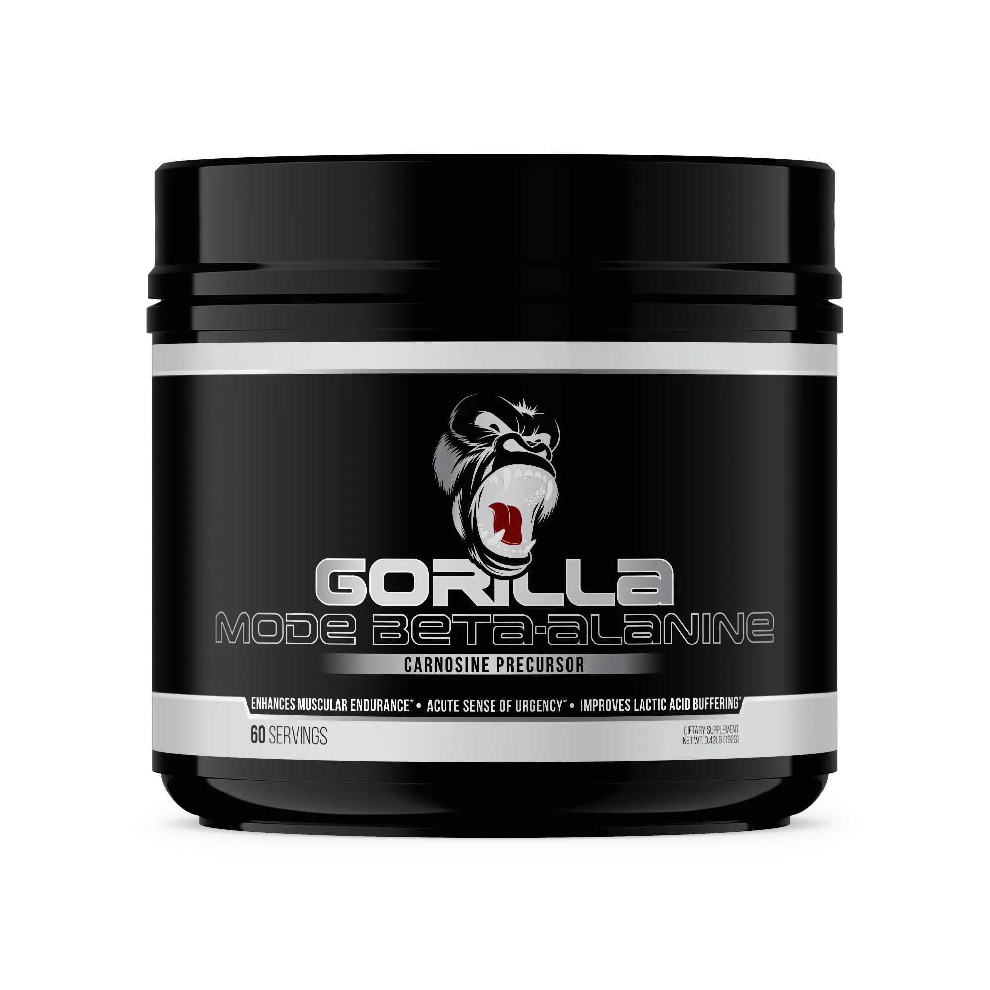Gorilla Mode Beta-Alanine – Carnosine Precursor, Enhanced Muscular Endurance -  3.2 Grams per Servings - Unflavored (60 Servings)