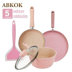 4-Piece Non-Stick Aluminum Frying Pan Cookware Set with Ergonomic Handles, Includes Soup Pot, Egg Poacher, Breakfast Pot, Universal for All Stoves, Nonstick Cookware Sets