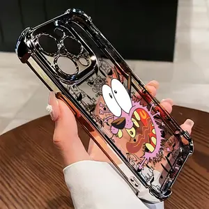 Cartoon Courageous Cowardly Dog For iPhone 16 15 14 13 12 11Pro Max Plus Cover Phone Case with Transparent Soft Back Cover Drop-Resistant Protection