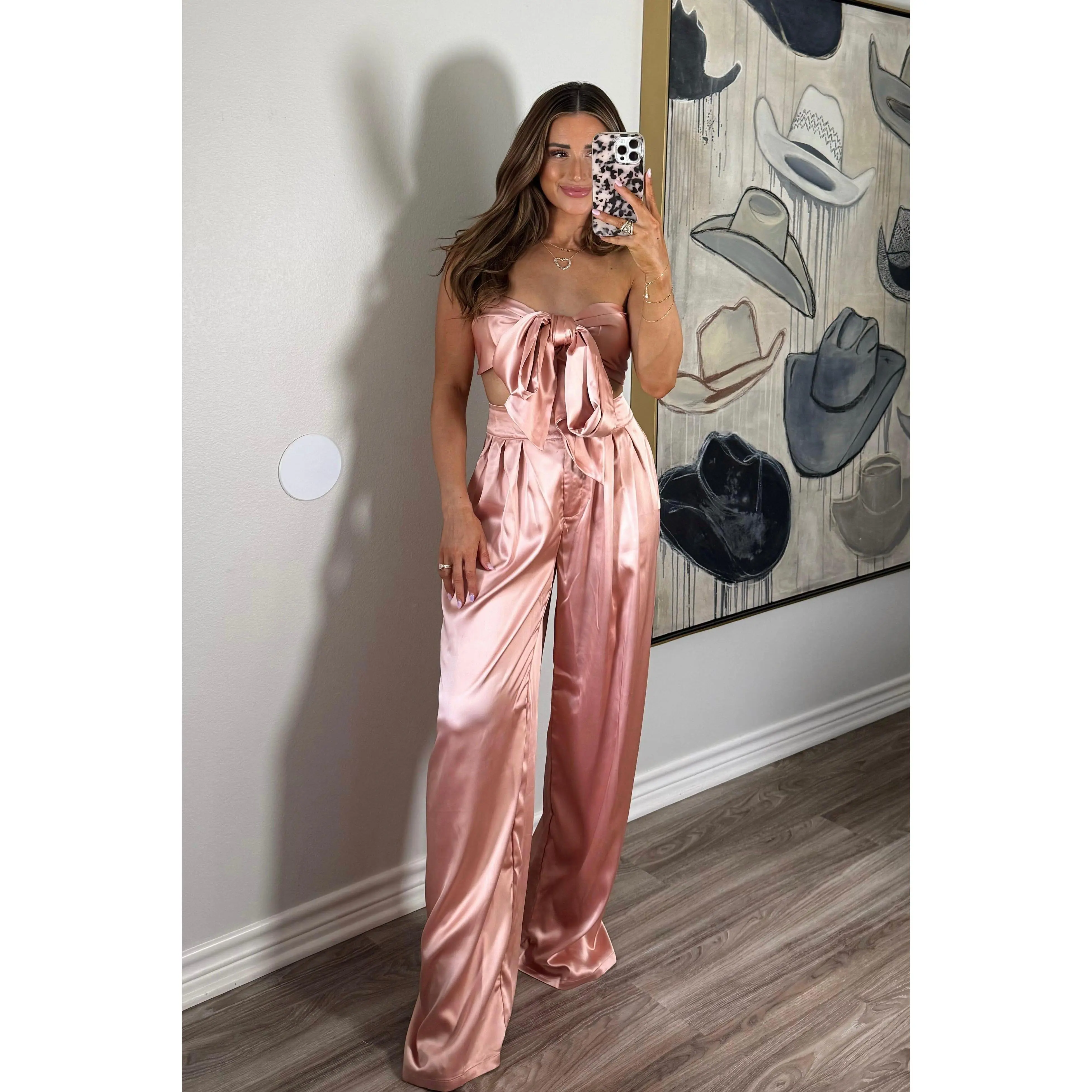 Novalie Satin Two Piece Set: Mauve