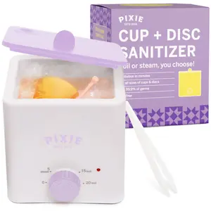 Pixie Menstrual Cup & Disc Boiler Sterilizer - Easily Clean Your Period Cup in Boiling Water! Kills 99.9% of Germs with Cleaner Solution for Feminine Care - FSA Eligible and HSA Eligible