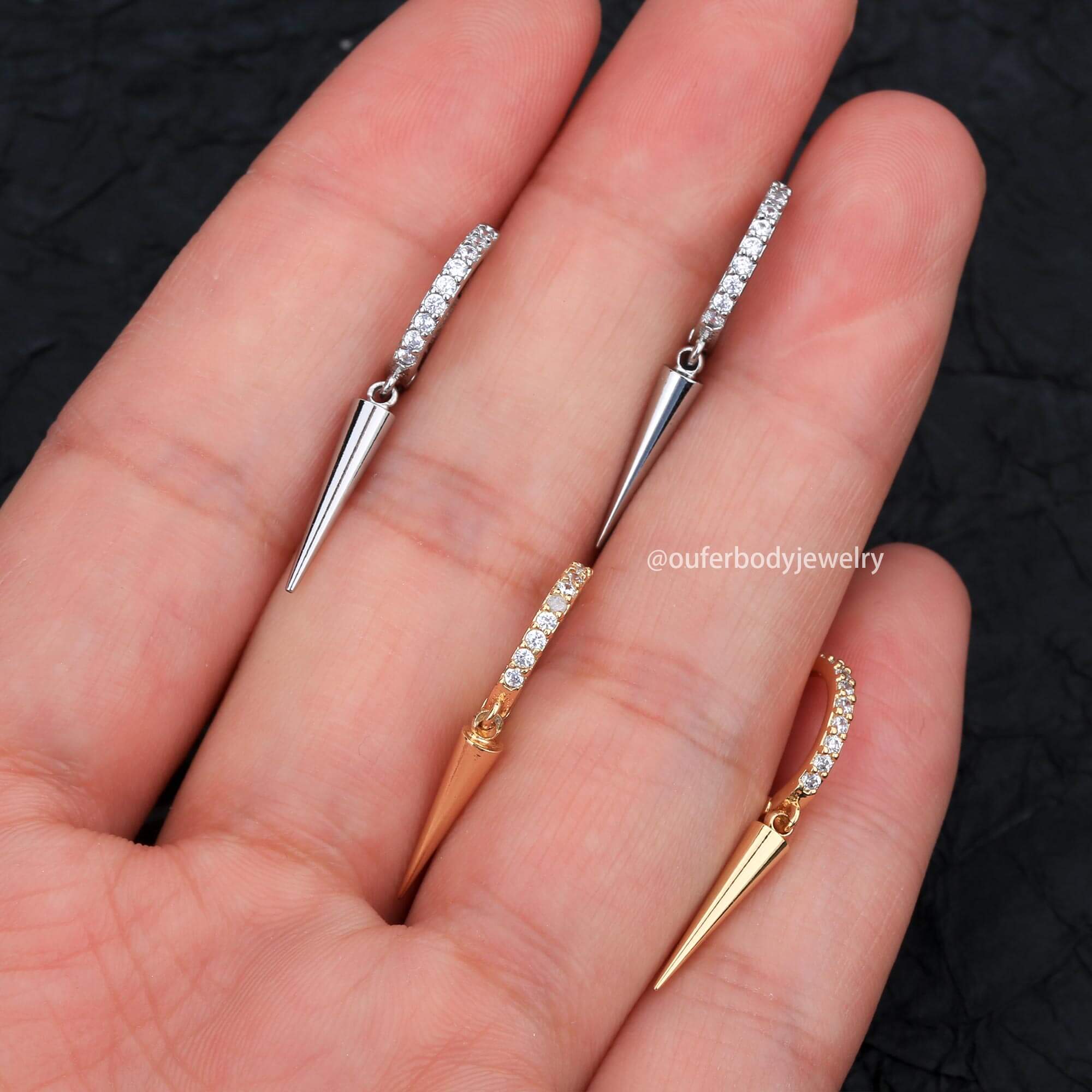 Oufer 20G Spike Stainless Steel Dangle Hoop Earring 2024 New Trend Earring Gothic Style Gift For Her