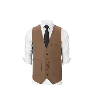 Men's Timeless Herringbone Formal Vest, Ideal for Sophisticated Business Meetings & Vintage - inspired Styling