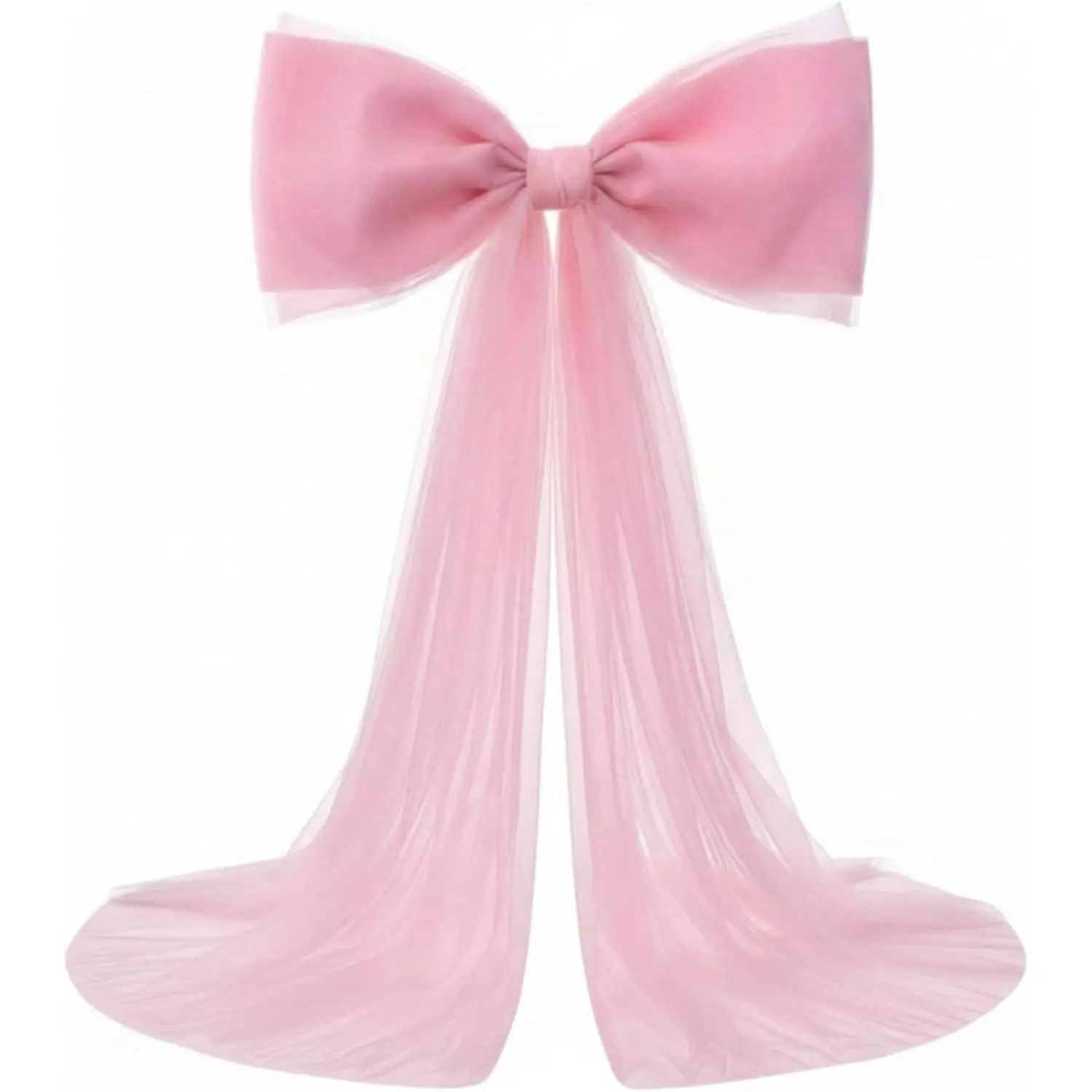 Canlierr Extra Large Pink Organza Bow Decorations 39 x 59 Inch Giant Pink Tulle Bow with Tie and Long Ribbon Tails for Wedding Valentines Party Backdrop Coquette Room Wall Decoration