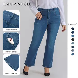 【PLUS SIZE】Hanna Nikole Women's Plus Size Wide Flared Jeans High Waisted Stretchy Bell Bottom Denim Jeans #TikTokShopBlackFriday #tiktok shop spring glow up #outdoor fun #SwimWeek