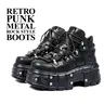 Womens Ankle Boots Round Toe Platform Sneakers Lace Up Metallic Buckle Strap Retro Punk Rock Style Comfy Fashionable Y2k Combat Chunk Cross Tied Rivets Boot Outing Clubbing Event Party Summer Motorcycle Goth Punk Boot Shoes