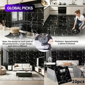 20pcs Self-Adhesive Wall Decals, 2.38mm Thick, Easy Clean & Cut, Mould-Proof, Marble Wallpaper, Ideal for Living Room, Kitchen, Bedroom, Office Decor