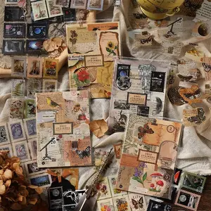 Vintage Literary Journal DIY Decoration Stickers, 1 Pack/20 Sheets, Cloud Watching Series, Retro Art Handmade Decals