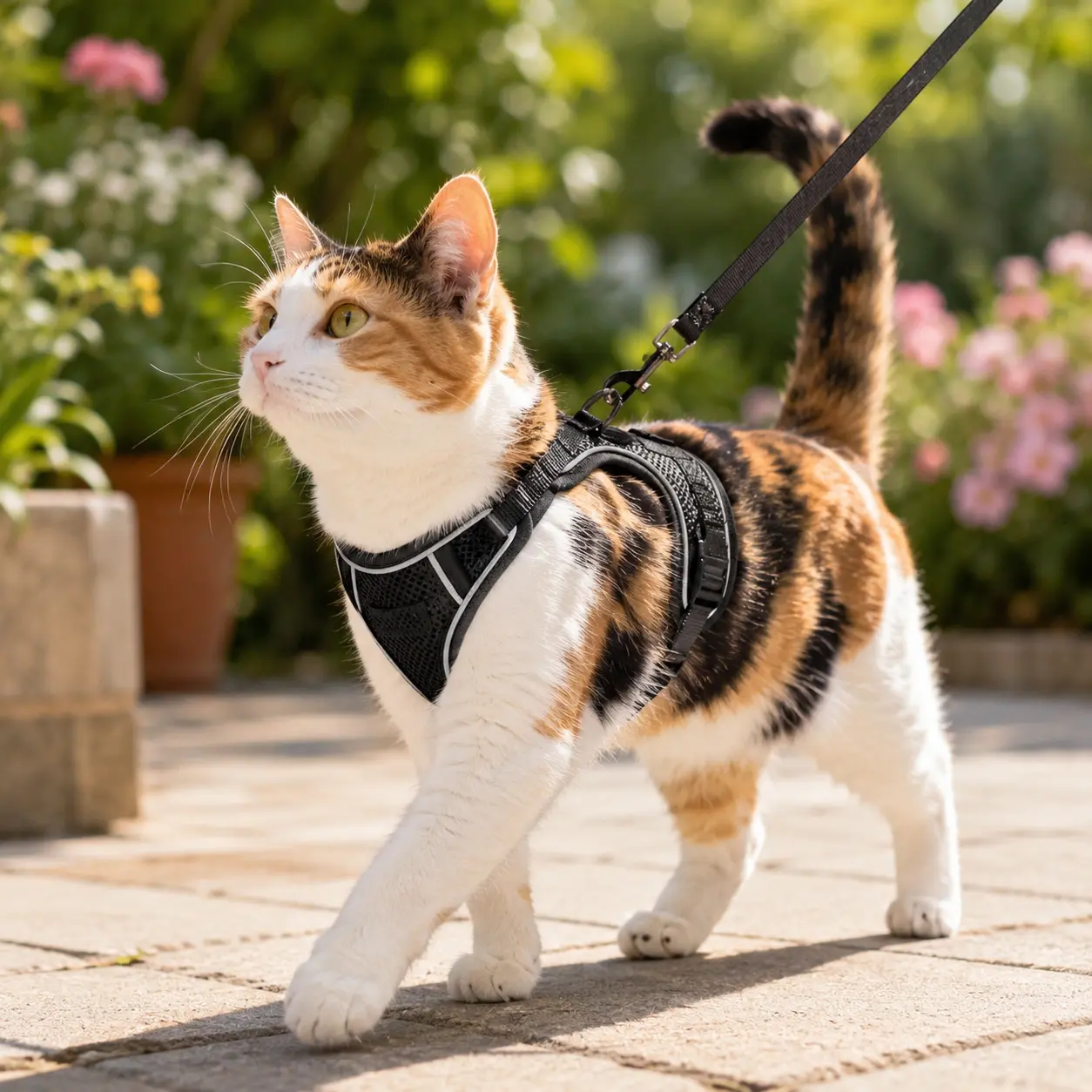 Cat Walking Harness and Leash Set, Escape-Proof Soft Adjustable Cat Vest with Control Handle, Breathable Reflective Jacket in S Size, Safety Harnesses