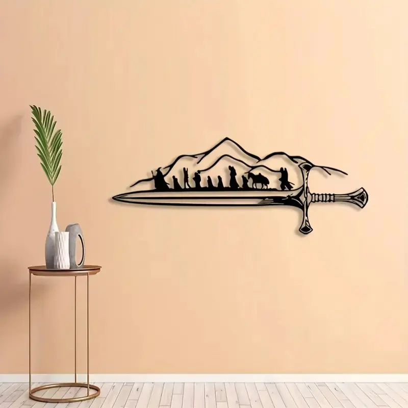 Journey to Middle-Earth Metal Wall Art Decor, Hobbit-Themed Magical Home Decoration, Bedroom Decor, Unique Gift for Lord Fans & Collectors, Durable Iron Material, Ornaments, Lord of the Rings Decor, Christmas, Cool Wall Art