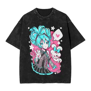 valentine shirts  Hatsune Miku singer music anime  Washed T Shirts Streetwear Novelty T-Shirts  Tee 5Shirt for Men Women Short Sleeve Harajuku