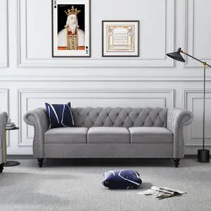 The Giratree Three-Seater Sofa—featuring rolled arms and studded trim—is an ideal choice for couples in living rooms, apartments, and home offices. Its sturdy frame, paired with soft cushions, offers exceptional support and durability.