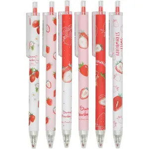 12 count Cute Strawberry Pens Black Gel Ink Pens Retractable 0.5mm Nice Mother's Day Gifts Fun Pen for  Girls Boys Christmas Gifts