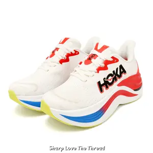 Lightweight Mesh Running Shoes - White Base with Red & Blue Accents, Breathable Cushioned Sole for Daily Training